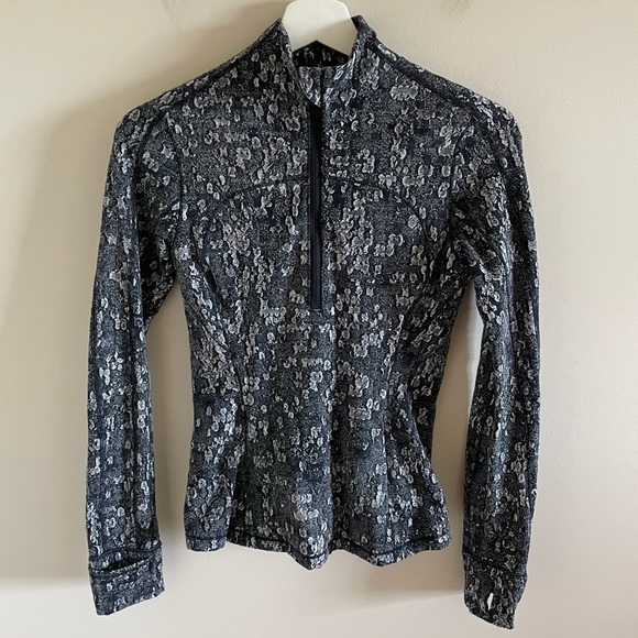 Lululemon Run Briskly 1/2 Zip Eventide Jacquard Black Alpine White Size 4 - Picture 7 of 15